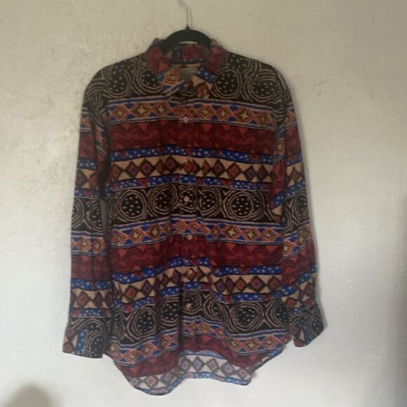 Wrangler Western Men's XL‎ Red/Orange Rugged Wear Long Sleeve Button Up - Picture 1 of 6